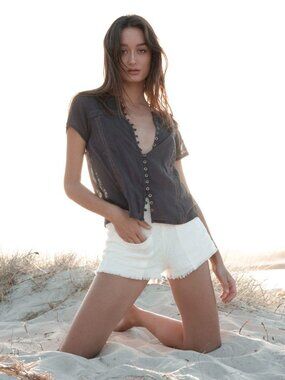 Rowie 'Lana' button down top, slate (charcoal), XS